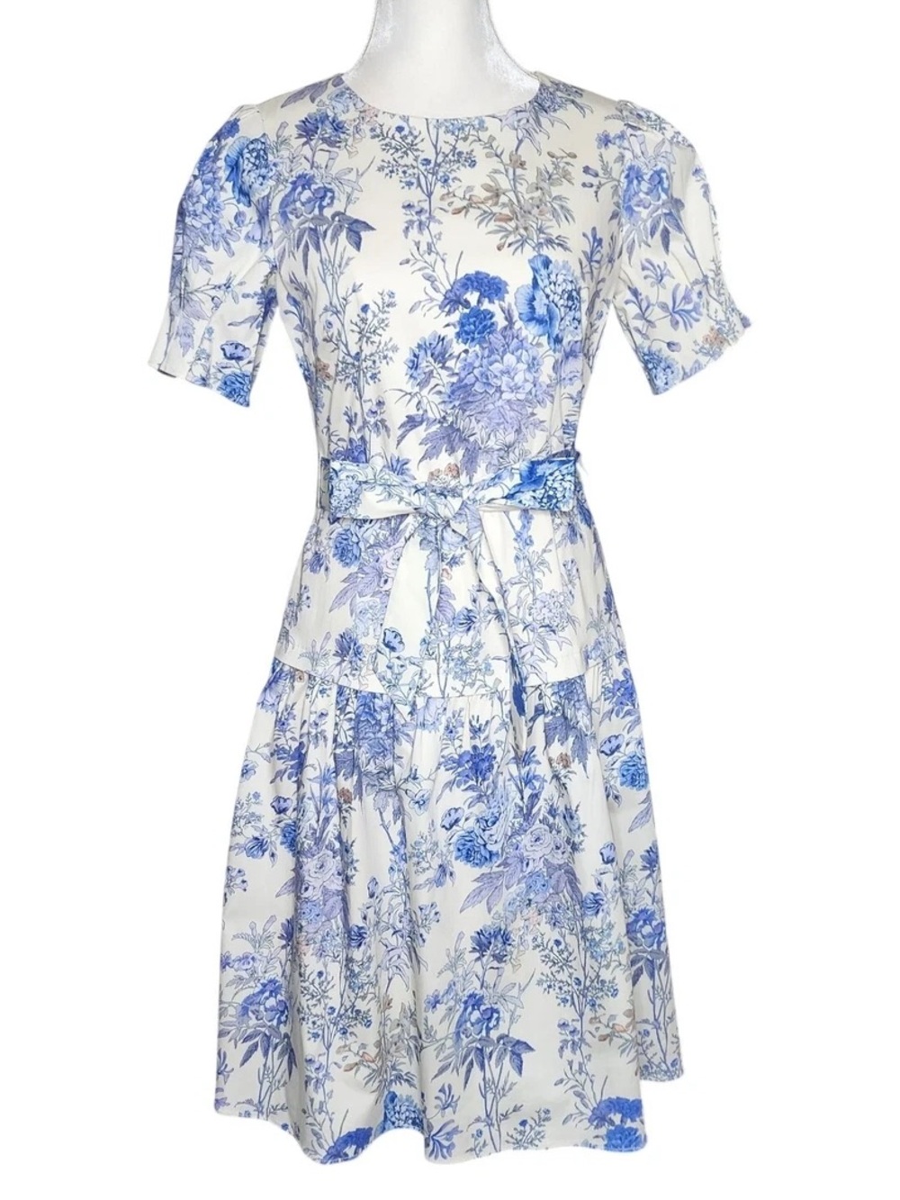 Antonio Melani Blue & Ivory Floral Fit & Flare Dress Size 6